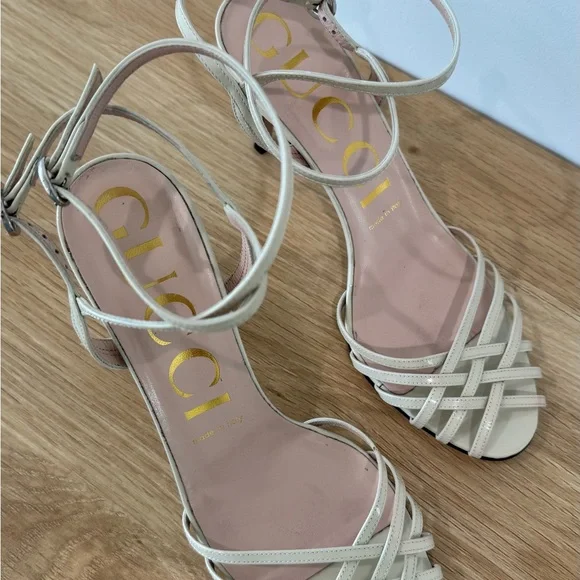 Authentic Gucci Leather Sandals Ivory Size 38 8 Women - Picture 6 of 12